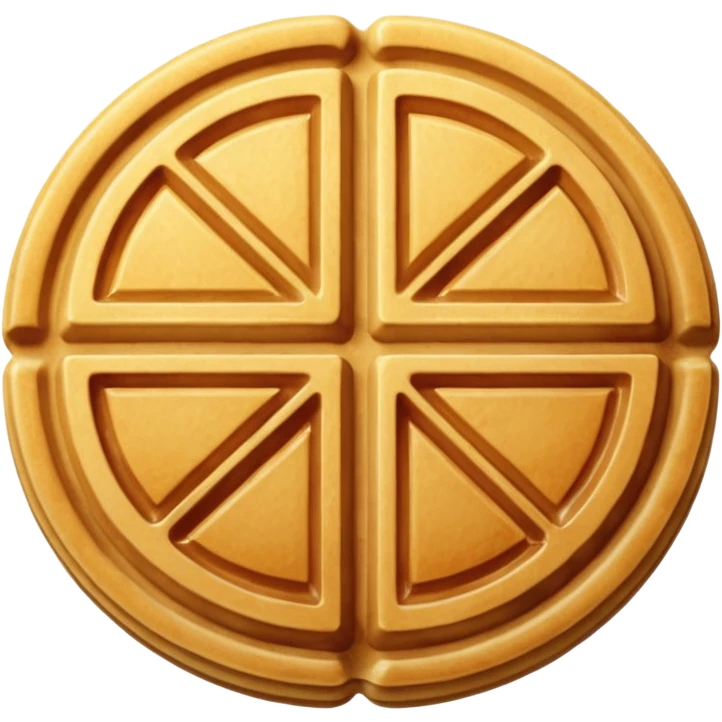 round waffle with grid texture, golden brown emoji