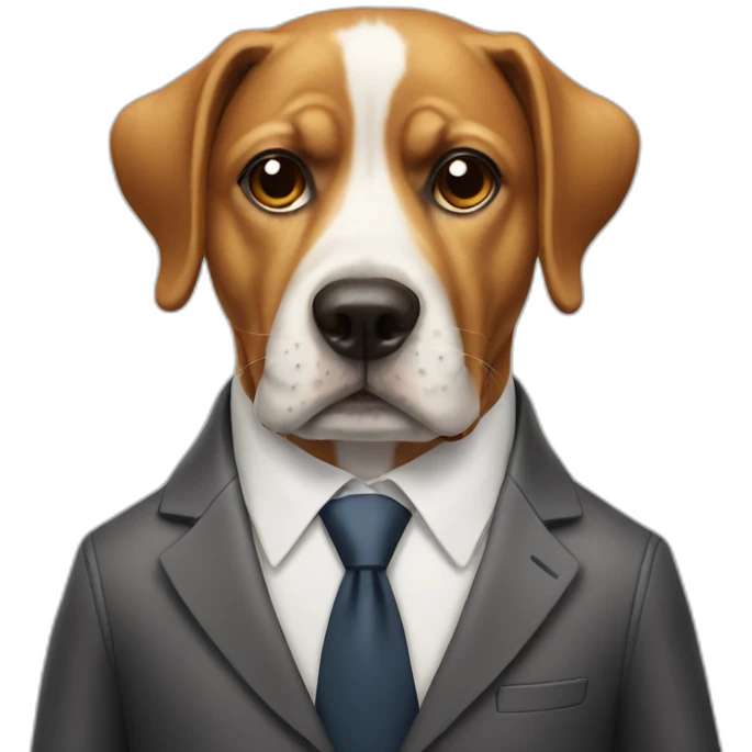 unhappy dog with suit emoji