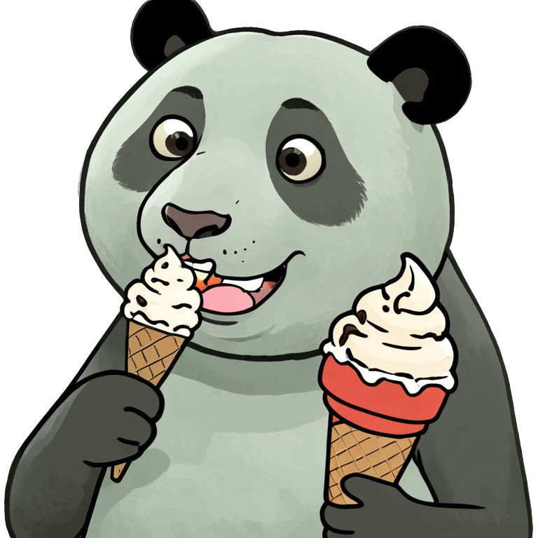 Panda eating ice cream emoji