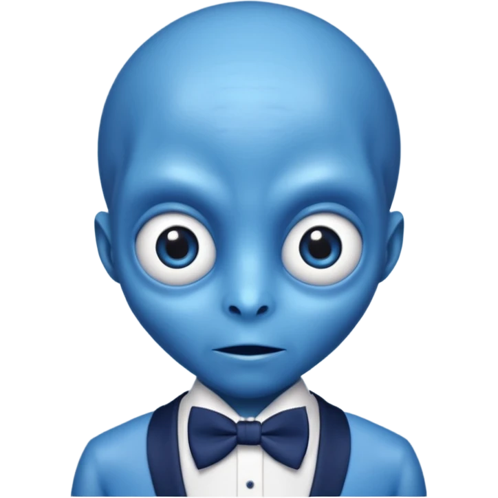 Blue alien with navy bowtie emoji