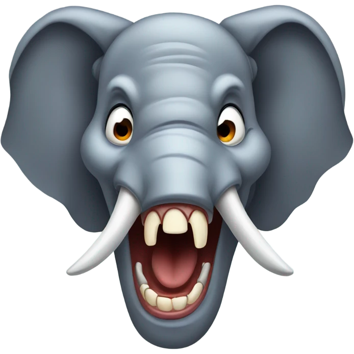 Mean scary elephant snarling with teeth  emoji