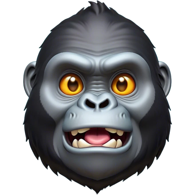 Cinematic Comical Gorilla Portrait Emoji, Head tilted dramatically with an exaggeratedly shocked expression, featuring a robust build with wide, comically expressive eyes full of humorous disbelief, Simplified yet hilariously expressive features, highly detailed, glowing with a slightly sassy jungle glow, high shine, dramatic yet playful, stylized with an air of quirky primate attitude, soft glowing outline, capturing the essence of a meme-worthy gorilla that appears ready to side-eye its way into viral fame! emoji