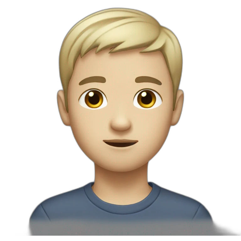 boy with short hair, complexion a little White face black eyes emoji