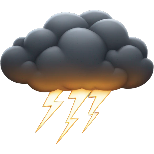 Dark cloud with thunder emoji