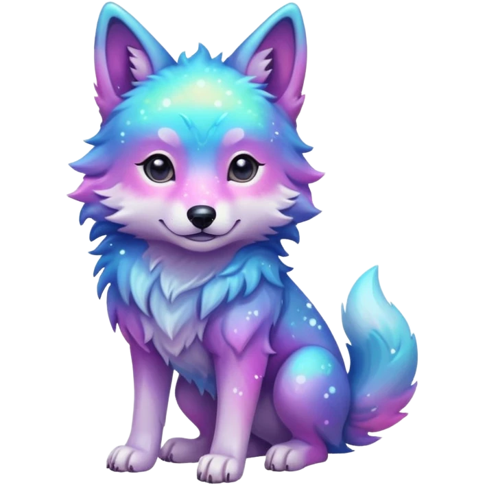 kawaii cute colorful shiny pastel nebula wolf (full body) emoji