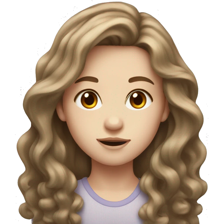 Girl with long brown wavy hair hazel eyes and pale skin emoji