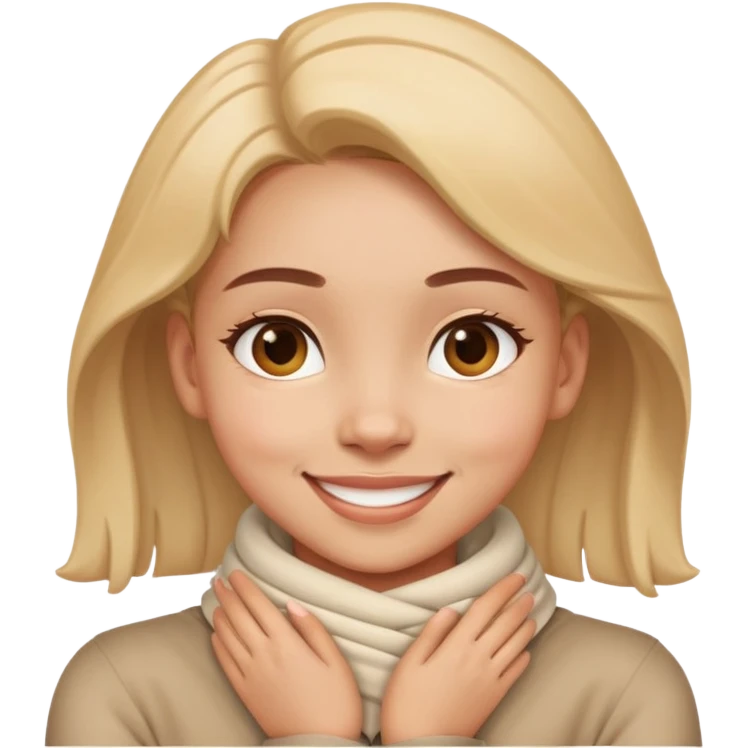 Girls hands wrapped around neck smiling  emoji