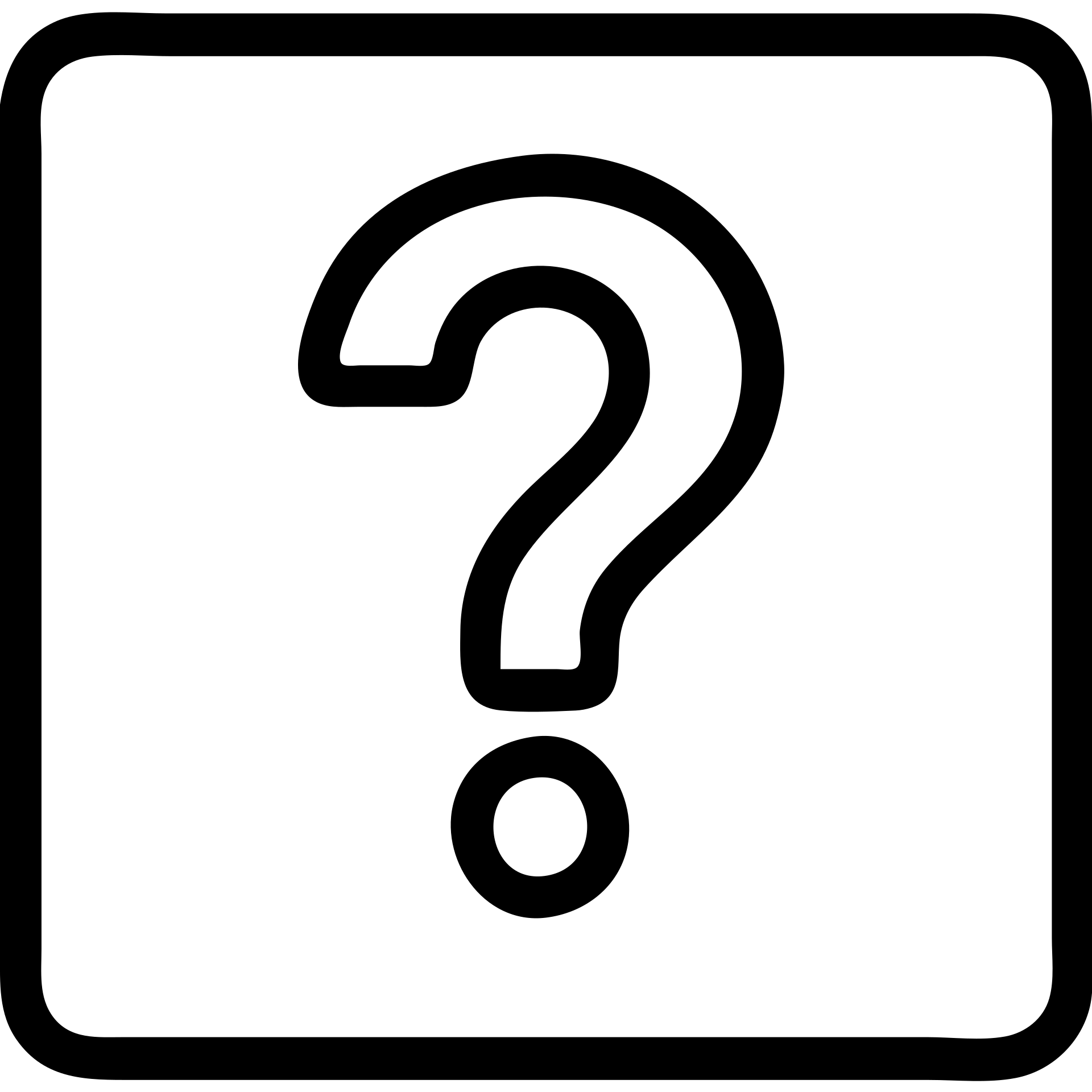 Minimal style green square with thick black border, small black question mark in the center, shadow effect for depth, no background. emoji