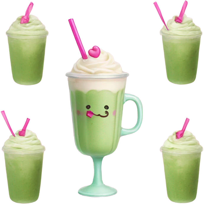 Iced Matcha Latte with pink ribbon  emoji