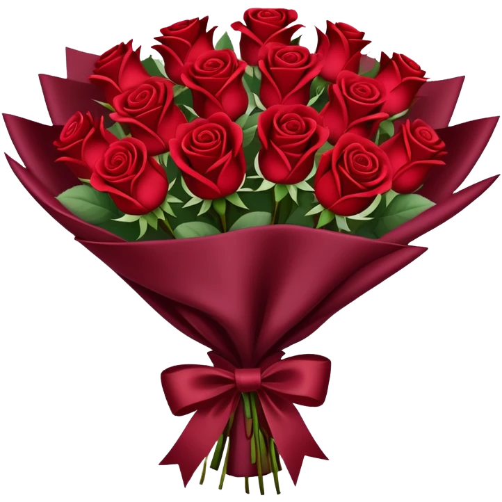 Bouquet of red roses in a burgundy package emoji