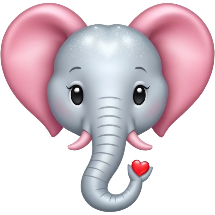 White Elephant with a glitter heart  emoji