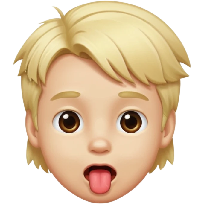 Blonde kid with his tongue out and hair on his for head  emoji