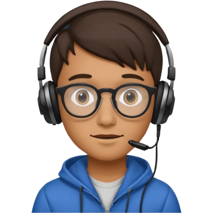 GenZ boy with headphones on and look like editor emoji
