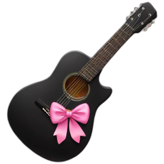 Black guitar with a coquette pink bow  emoji