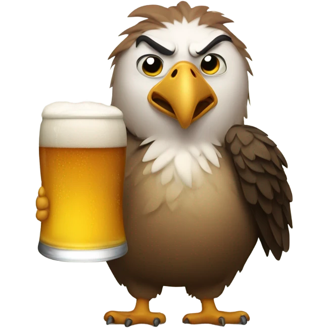 Fat eagle with frown face and a beer belly emoji