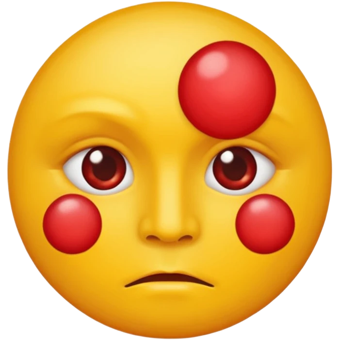 A circular yellow face with many close together red face herpes sores emoji