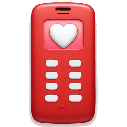 Cute red cellphone with white heart buttons emoji