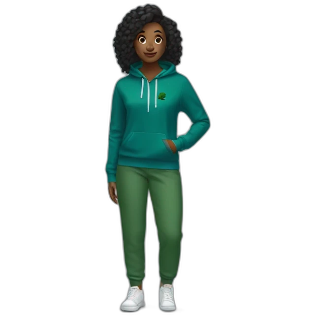 Black ladie using lacoste hoodie emoji