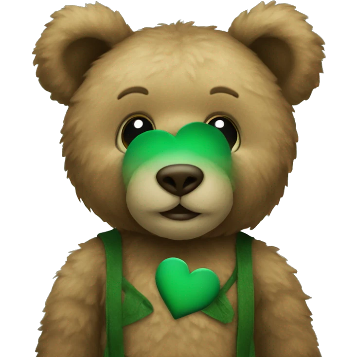 teddy bear with dark green heart emoji