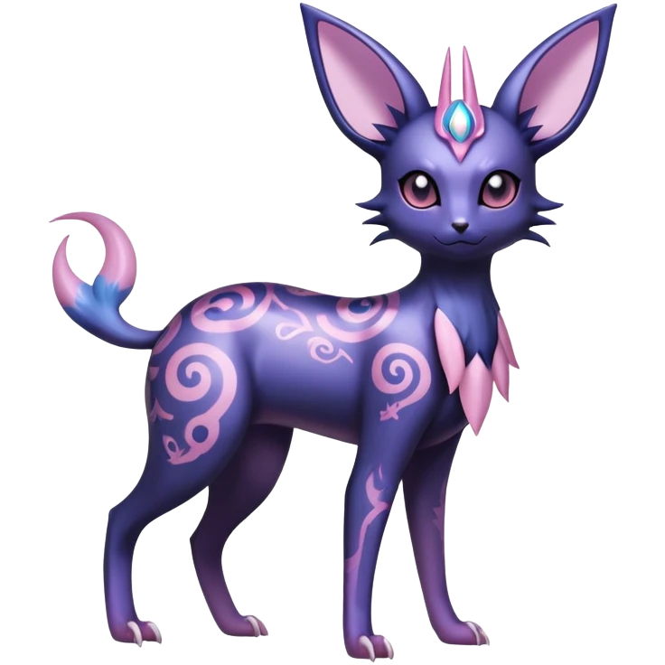 Shiny Exotic Badass Ethereal Royal Mysterious Gothic Noibat-Espeon-Umbreon-Sylveon-Pokémon-Fakémon-hybrid-creature (full body) with random pattern-markings emoji