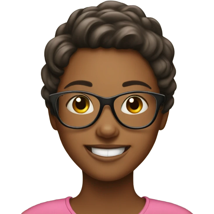happy girl with glasses indoors emoji