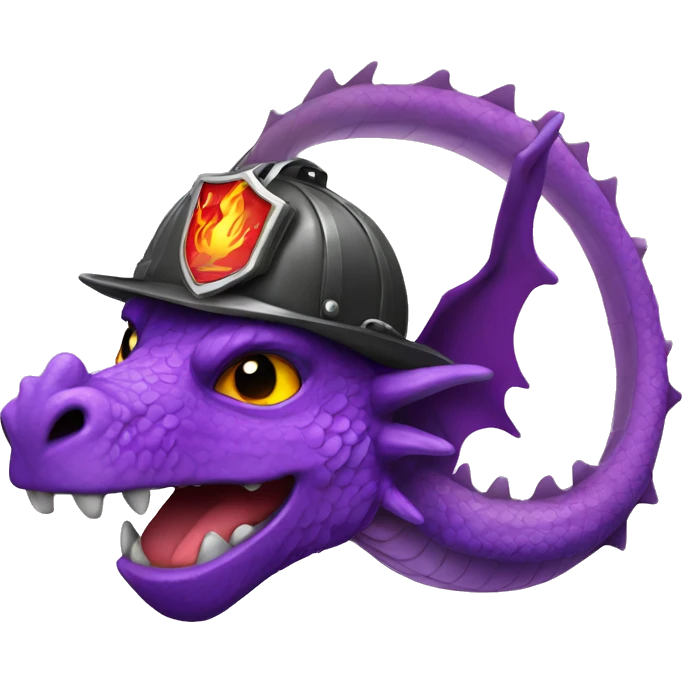Purple dragon with Firefighter helmet emoji
