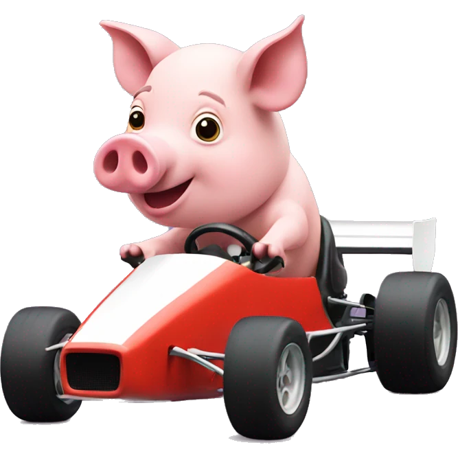 A pig driving a f1 car emoji