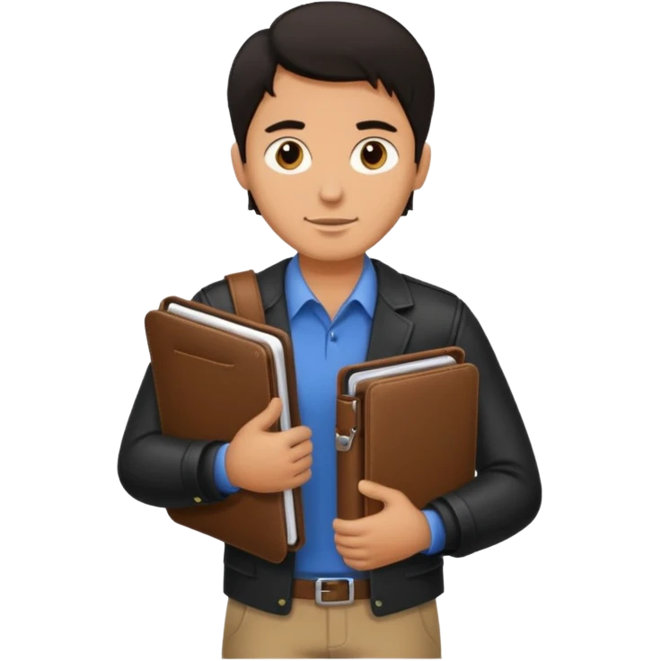 Man with dark hair carrying a portfolio heading to work. emoji