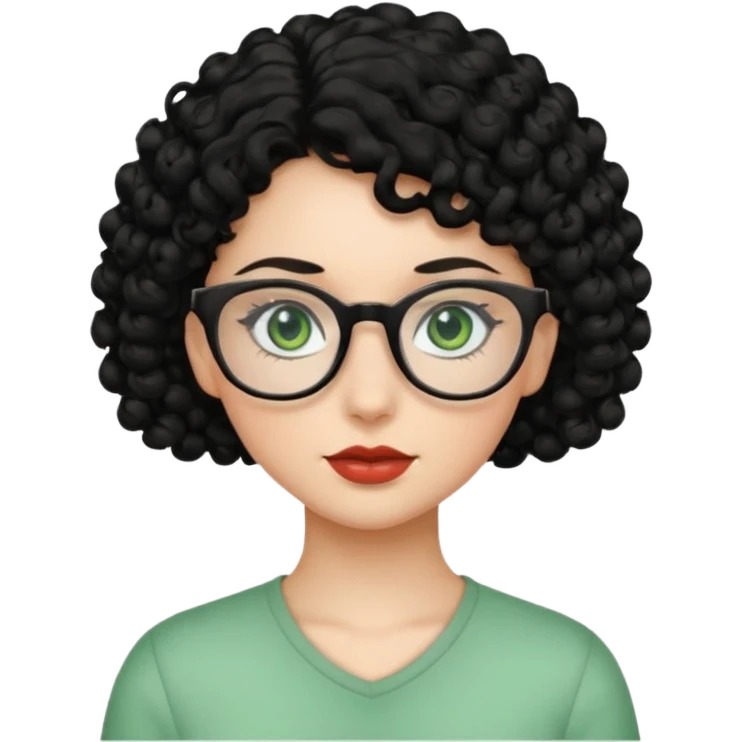 emoji de chica con ojos verdes, pelo chino y gafas emoji
