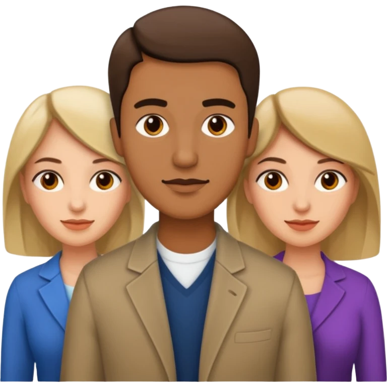Threesome with two woman and a man emoji