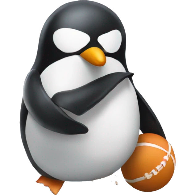 Penguin rolling a zaza emoji