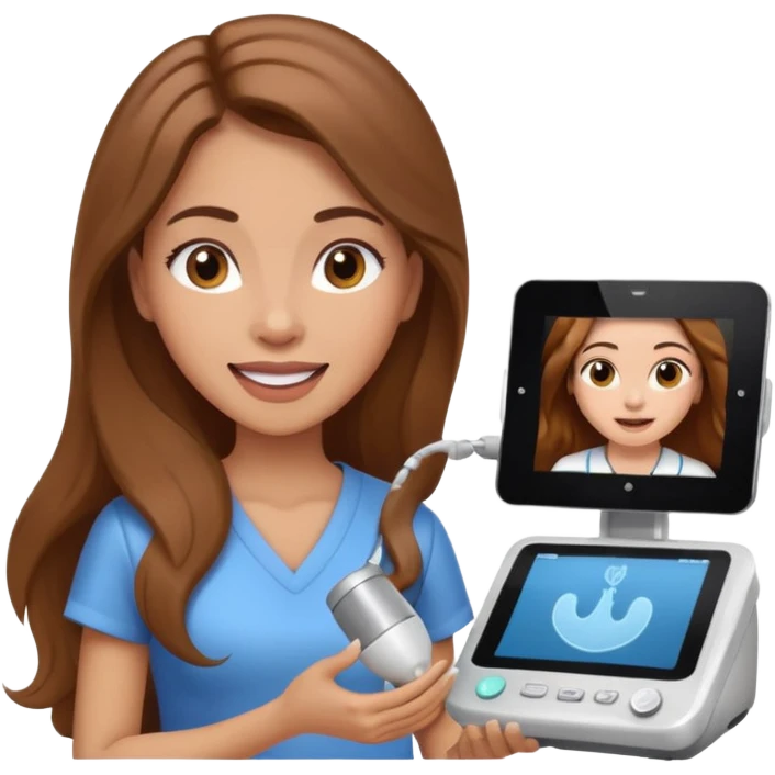 Can you make an emoji of a light skin with long brown hair ultrasound technician using her ultrasound machine  emoji