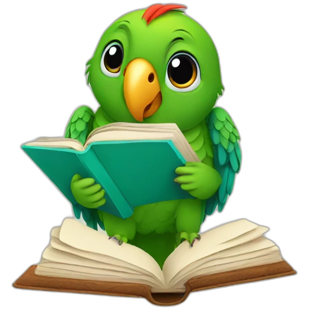 Parrot with a book emoji