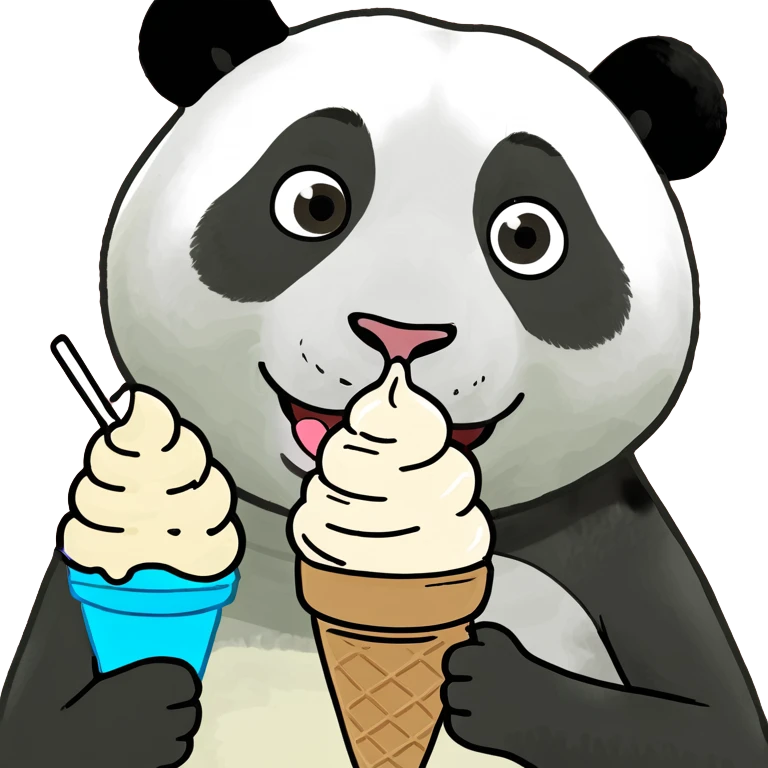 Panda eating ice cream emoji
