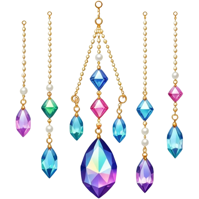 Iridescent big giant glistening glossy sparkly shiny glittery hanging crystals pearls and beads and gemstones decorations emoji