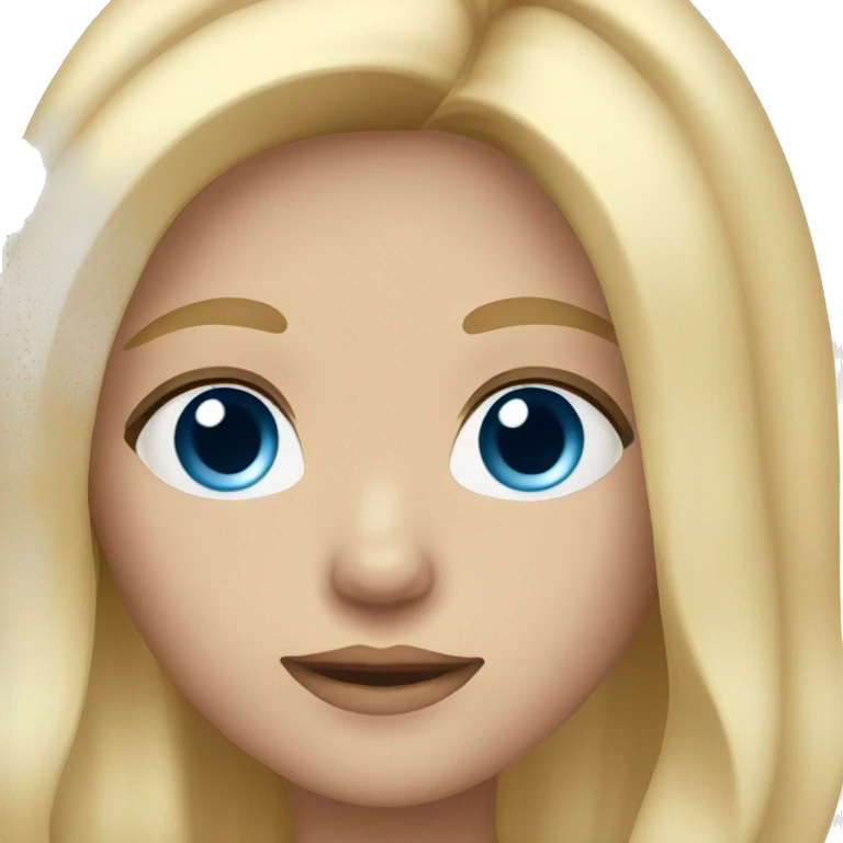 A blond girl with blue eyes, long hair and light skin color emoji