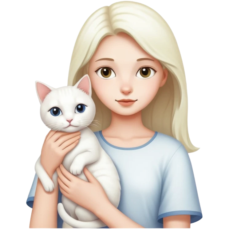 Girl with white cat emoji