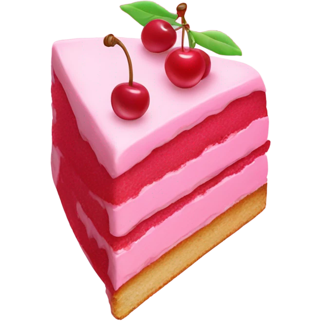 Pink slice of cherry cake with bow emoji