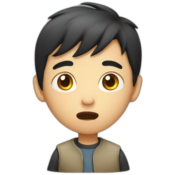 confused asian boy emoji