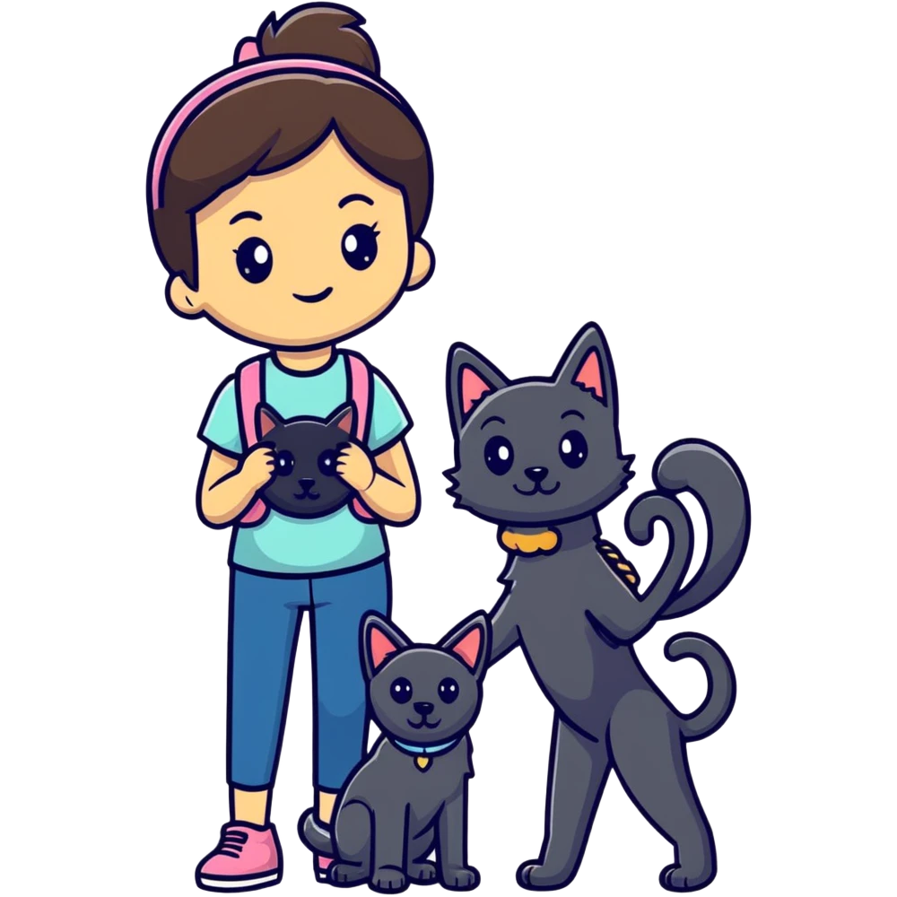 Best friends one with black German shepherd the other with a cat emoji