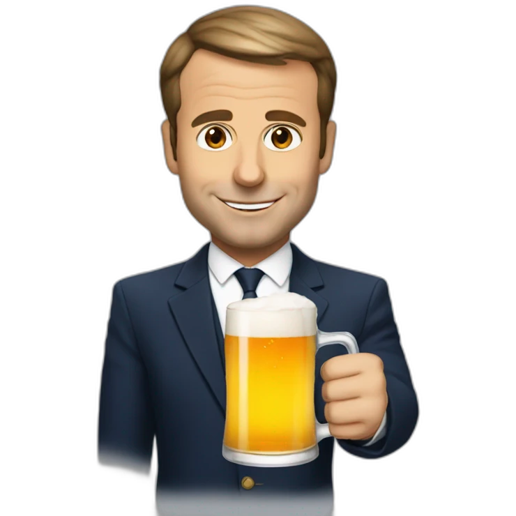 Emanuel macron drink beer emoji