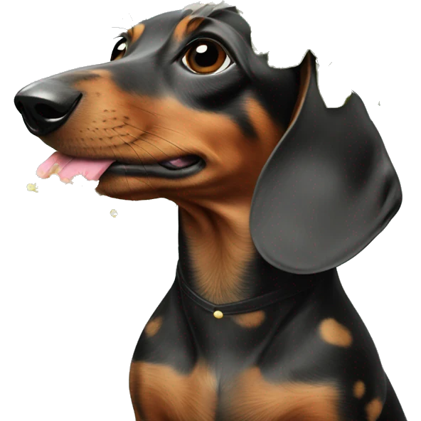 Little dachshund with dots on his fur and a Bouquet in his mouth emoji