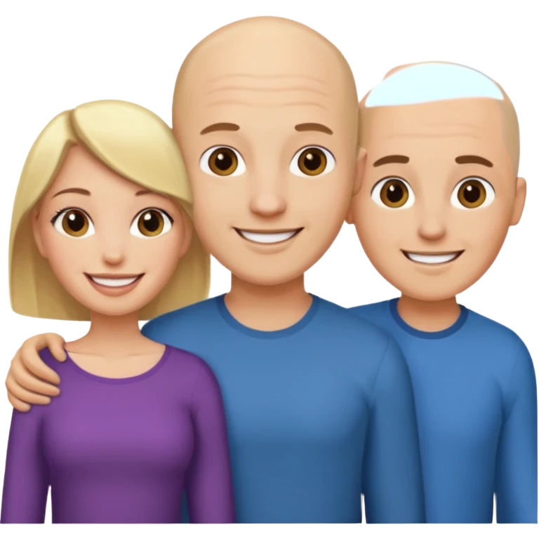 throuple blonde brunette females bald male emoji