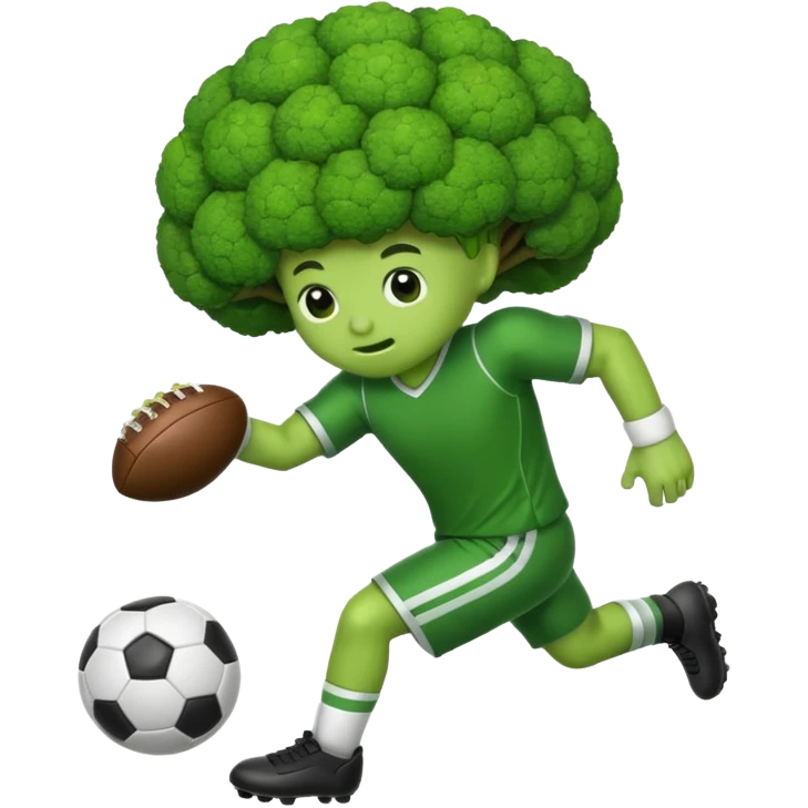 Broccoli playing football emoji