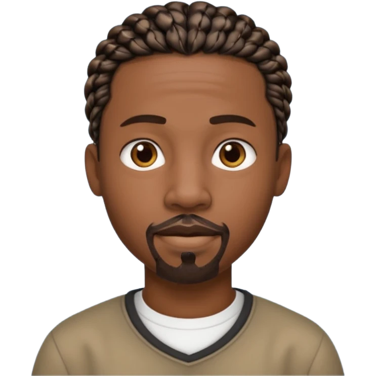 Hazme un emoji de un hombre negro con trenzas cortas, pero no tanto y una pequeña perilla sin bigote emoji