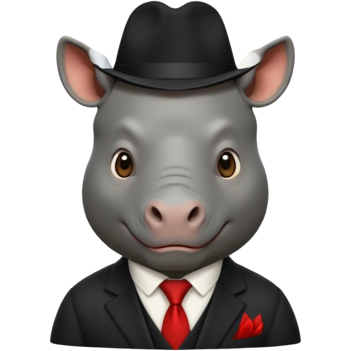 black suited rhino with fes hat emoji