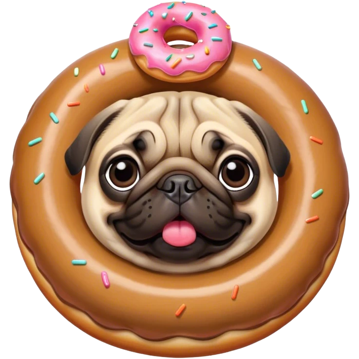 a pug wearing a donut hat emoji