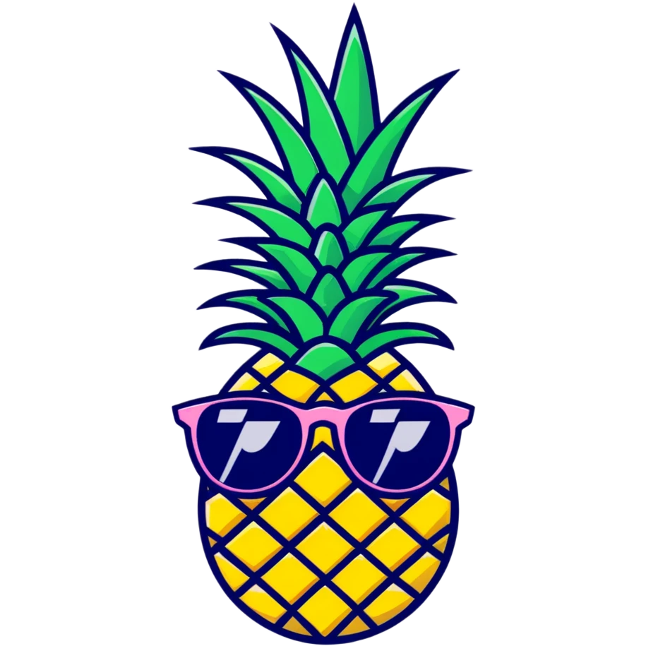 happy pineapple ananas with sunglasses emoji