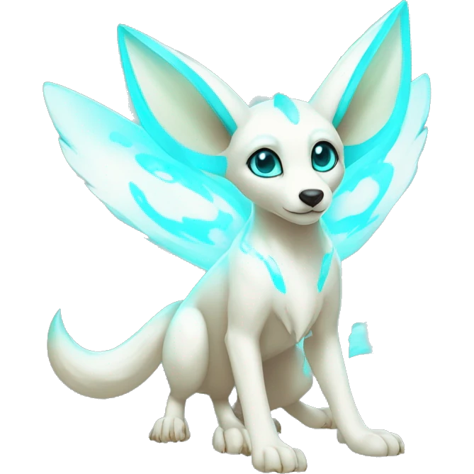 Shiny White Angelic Electric Albino Umbreon. cyan eyes and cyan markings. Golden Anubis-rings. full body emoji