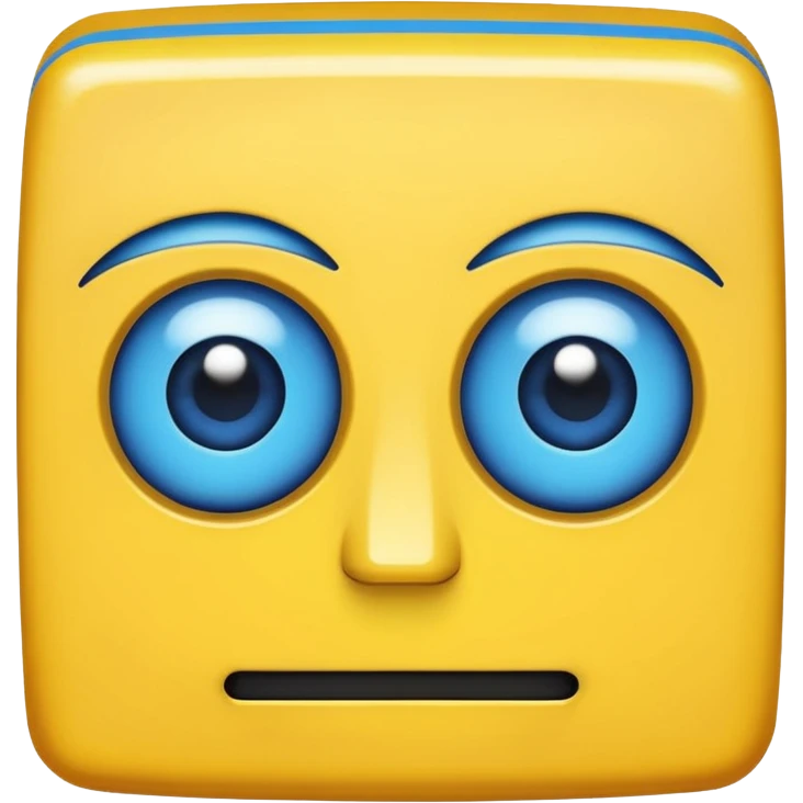 geometery dash square yellow body blue face square mouth and eyes emoji